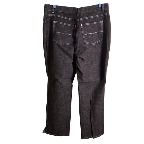 Anne Klein Vintage Brown White Stitching Split Ankle 5 Pocket Jeans Size 10 - Picture 3 of 5